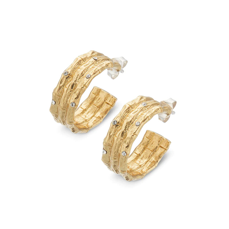 Palas Bamboo Sparkle Hoop Earrings