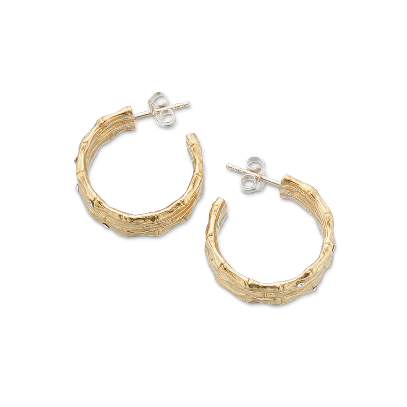 Palas Bamboo Sparkle Hoop Earrings