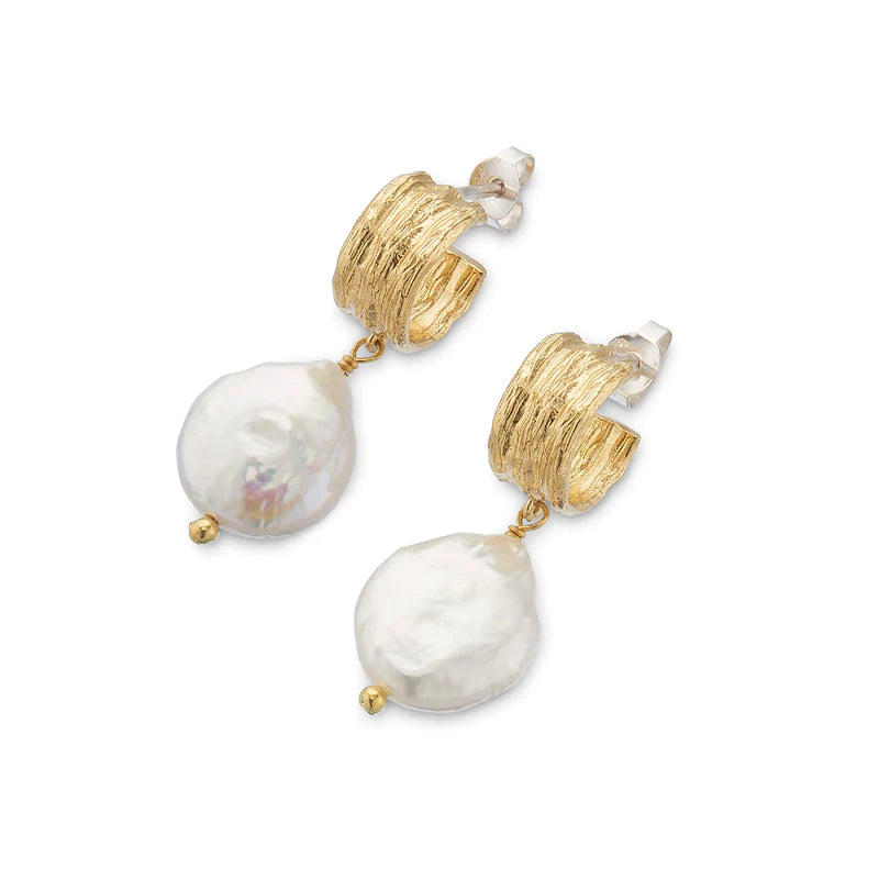 Palas Wide Hoop and Baroque Pearl Earrings