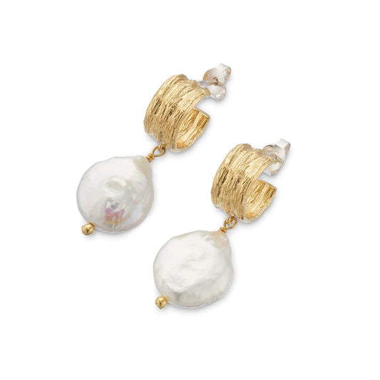 Palas Wide Hoop and Baroque Pearl Earrings