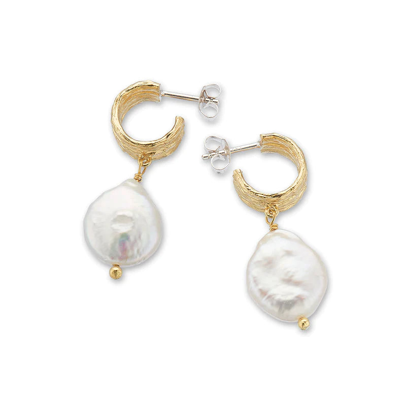 Palas Wide Hoop and Baroque Pearl Earrings