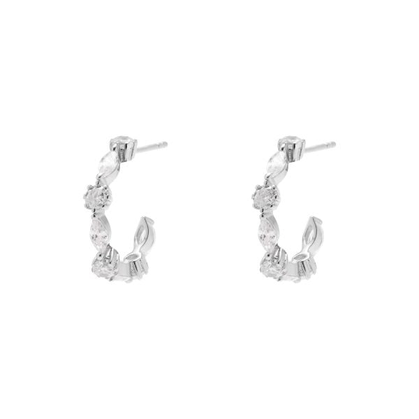 CZ Hoop Earring with Stud Back - Sterling Silver