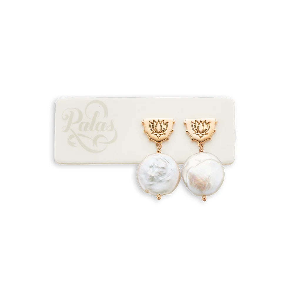 Palas Lotus Pearl Earrings